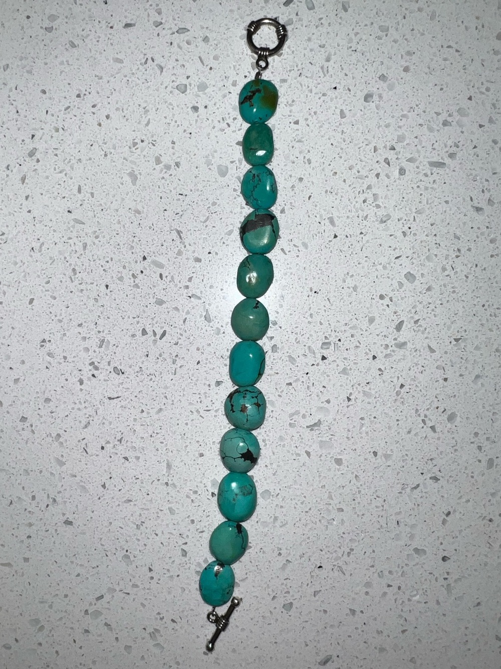 Turquoise Bead Bracelet with Toggle Clasp